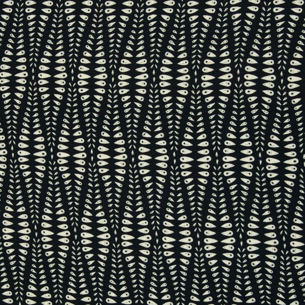 Viskosetwill Druck Weizenkörner schwarz ecru - Bienvenido